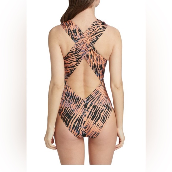 Ulla Johnson Keiran Maillot one-piece swimsuit tie dye tiger print, cutout Large - Picture 2 of 7
